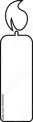 Candle flame icon wax, light, fire, lantern, illumination symbols, decorative candles, burning wick shapes in flat and line style black vector illustration isolated