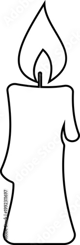 Candle flame icon wax, light, fire, lantern, illumination symbols, decorative candles, burning wick shapes in flat and line style black vector illustration isolated