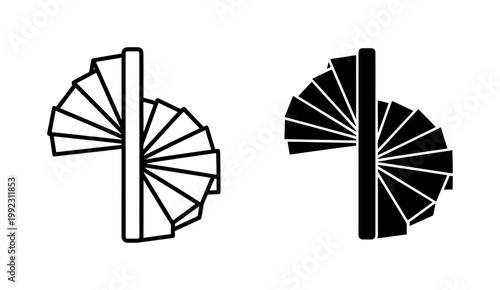 Spiral Staircase Top View Icon Set