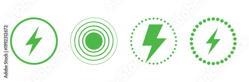 Wireless charging variations icon set featuring charging battery energy symbols, inductive power transfer concepts, wireless charging indicators