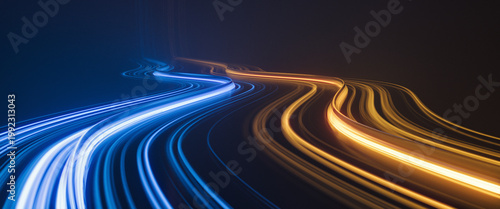 Cuadro en lienzo Abstract colorful lines - Sreaming data, technology background