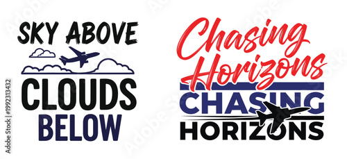 Two inspirational aviation themed designs on white background design