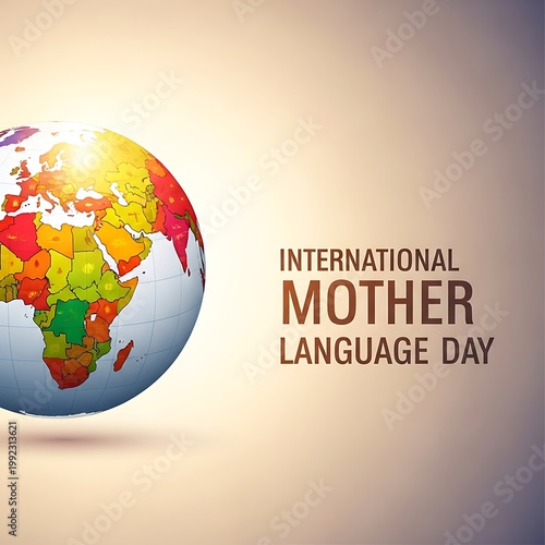 Colorful depiction of the globe celebrating the observance of linguistic heritage
