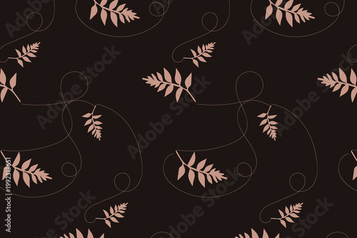 Elegant black and blush floral seamless pattern combining bold contrast and delicate pastels, perfect for wedding stationery, fashion textiles, luxury packaging, and sophisticated wallpaper designs.