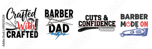 Barber shop logos and typography designs for men grooming design