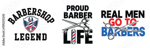 Barbershop logos and typography for men grooming design