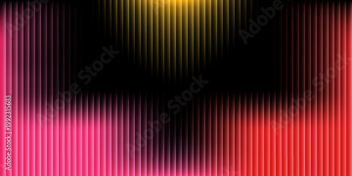 Abstract background with vertical glass refraction effect and glowing fiery red and black fractal ripples