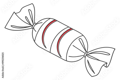 Simple Candy Outline Illustration Minimal Line Art Sweet Icon Design on White Background