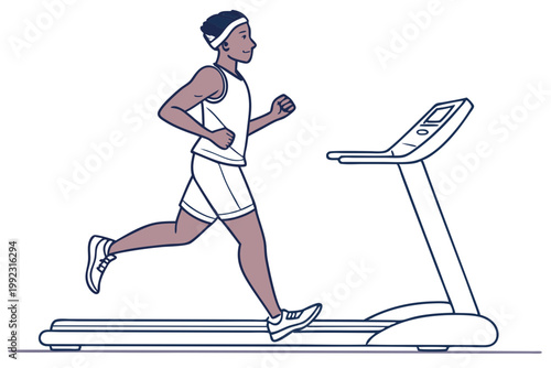 athlete running exercise treadmill workout outline vector fitness concept