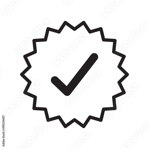 Verified icon symbol for apps and websites. verification check mark. approved icon.