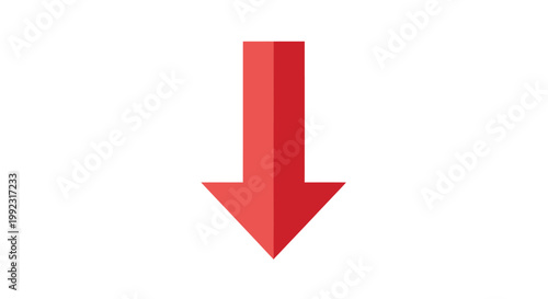 A simple, bold red arrow pointing directly downwards against a clean white background