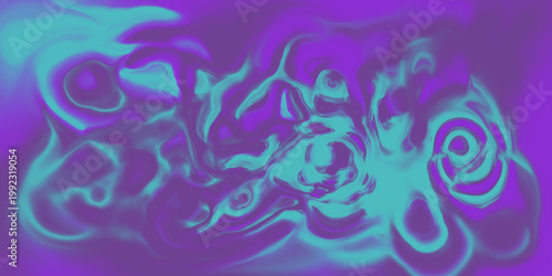 Vibrant purple and turquoise fluid abstract background with flowing liquid marble texture and artistic psychedelic swirls