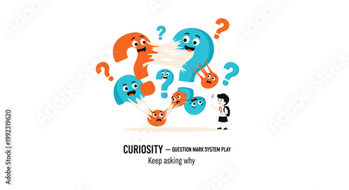 Curiosity, question mark, cartoon characters, vector icons, puzzled expressions