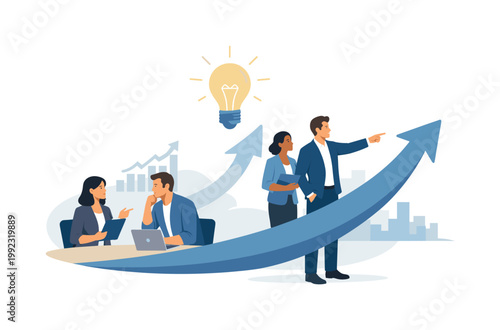 Leadership and responsibility theme where making informed decisions drives progress and direction within teams or organizations, represented by a simple arrow path paired