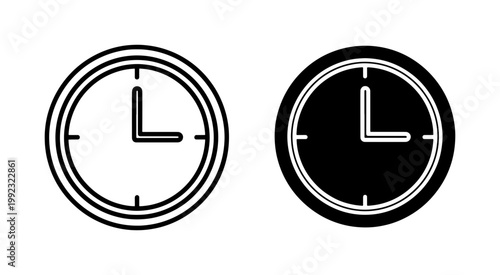 Minimalist Clock Icon Set in Line and Solid Style