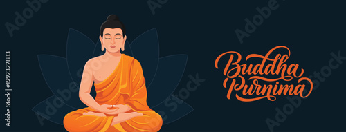 2Buddha Purnima Banner With Meditating Buddha And Elegant Typography Design