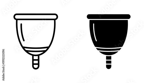 Menstrual cup icon set for feminine hygiene and period care