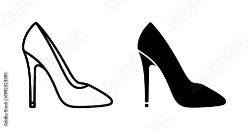 High-heeled shoes, stiletto heels, black and white, fashion icons, footwear