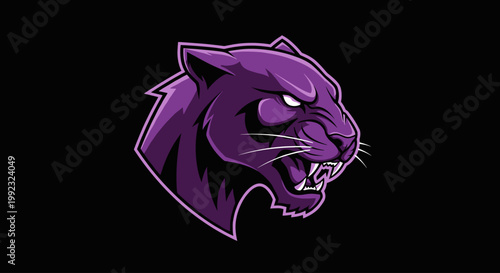 Purple cartoon panther head profile.