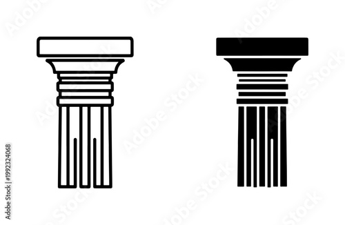 Column, capital, black and white, vector icons, architectural elements, decorative columns