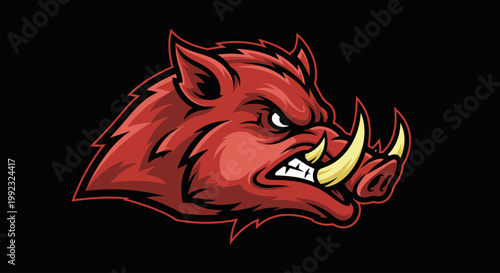 Cartoon angry boar head profile.