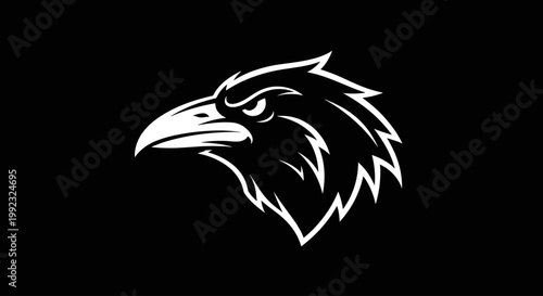 Eagle head profile white outline drawing.