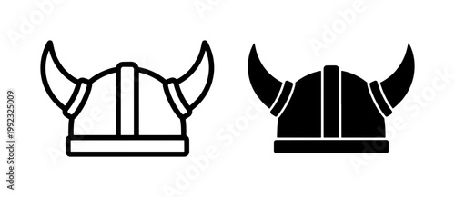 Foto Viking Helmet Icon Set with Horns