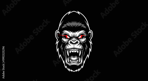 Gorilla Face Close Up Portrait Angry.