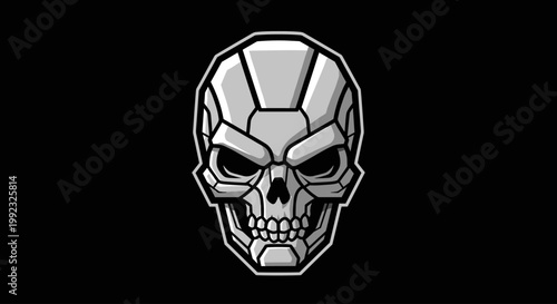 Robotic Skull Head Metallic Cybernetic.