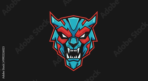 Blue Wolf Head Logo Design.