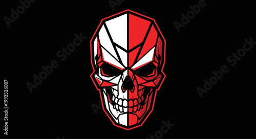 Red and white skull illustration design.