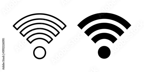 Wireless Wifi Signal Icon Set in Outline and Solid Style