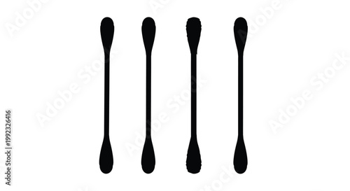 Four black spoons arranged in a vertical line simple silhouette