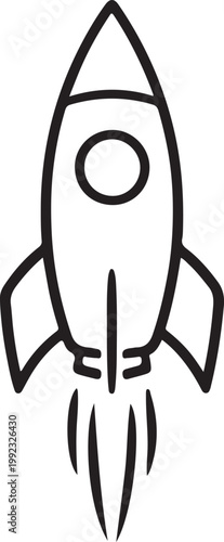 Simple Rocket Line Art Vector Illustration for Space Exploration Startup and Innovation Themes