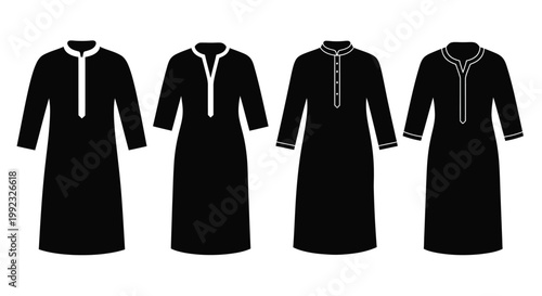 Four black thobes displayed a striking fashion silhouette