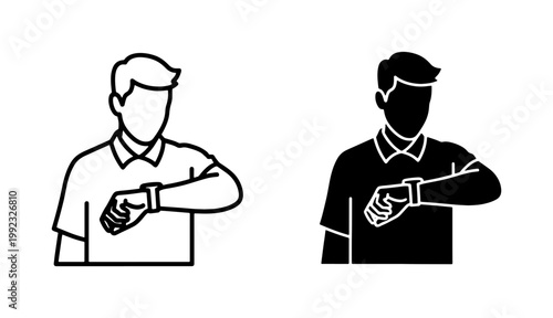 Man Checking Wristwatch Icon Set