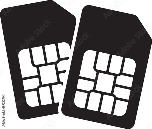 Dual SIM Card Line Icon Vector Illustration for Mobile Network Connectivity and Smartphone Technology Concepts