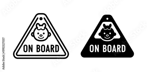 Baby on board car sticker icon set