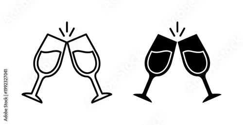 Champagne Toast Icon Set for Celebration Events