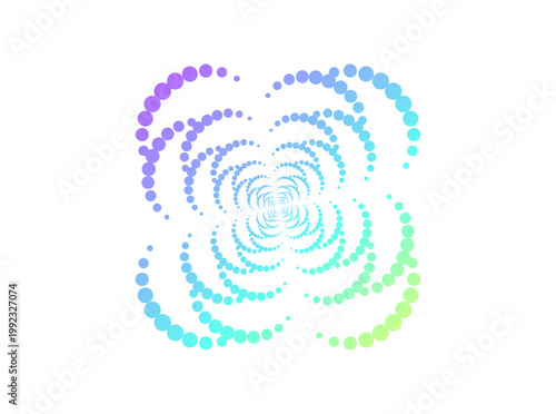 Colorful circular halftone texture with gradient transitions. Abstract geometric background with motion and vivid palette.