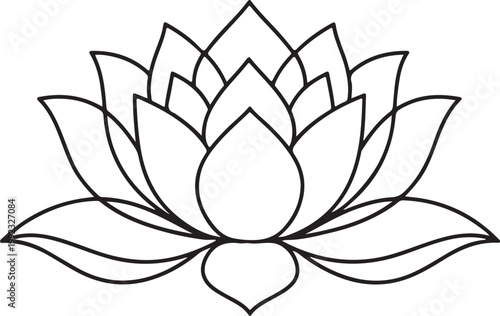 Elegant Lotus Flower Line Drawing Vector Illustration for Spiritual Yoga Meditation and Floral Design Concepts