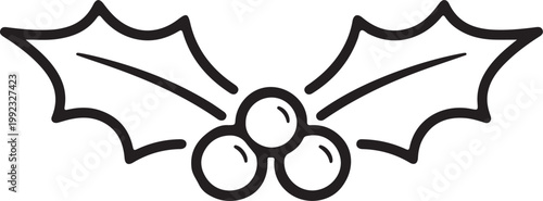 Holly Berry Thin Line Icon Vector Illustration for Christmas Decoration Winter Holiday and Festive Design
