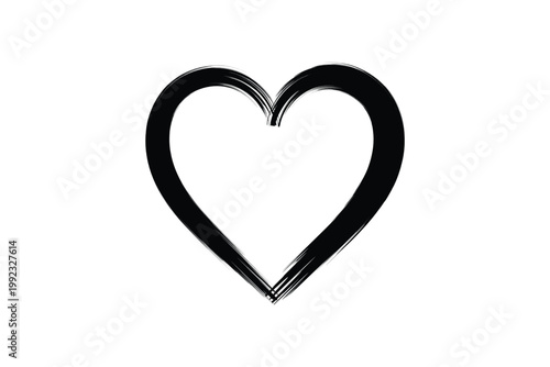 Collection of brush stroke black heart shape icon hand drawn texture on white background love symbol vector illustration