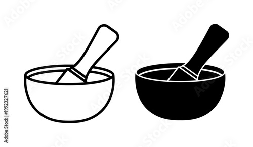 Mortar and Pestle Pharmacy Icon Set