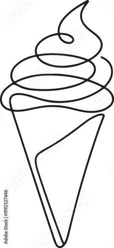 Minimalist One Line Ice Cream Vector Art for Dessert Branding Sweet Food Logo and Summer Treat Design