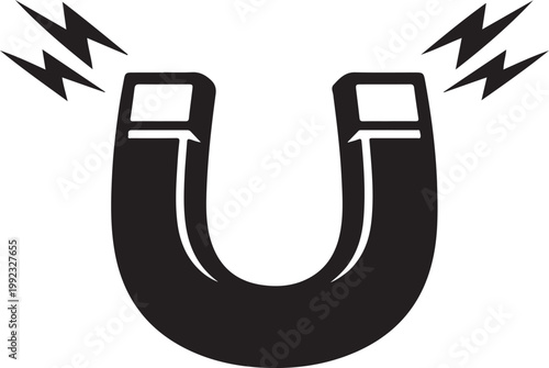 Magnet Icon Vector Illustration Representing Attraction Force Physics Concept in Minimal Style on White Background
