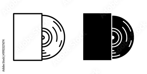 Vinyl Record Icon Set with Sleeve Cover