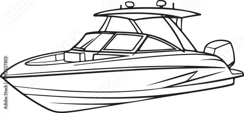 Modern Speed Boat Line Drawing Vector Art for Marine Transport Luxury Yacht and Water Adventure Design