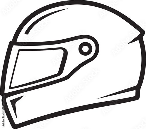 Motorcycle or Car Helmet Icon Vector for Safety Gear Protection Concept in Clean Minimal Style