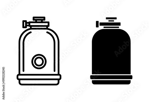 Industrial Gas Cylinder Icon Set in Line and Solid Style